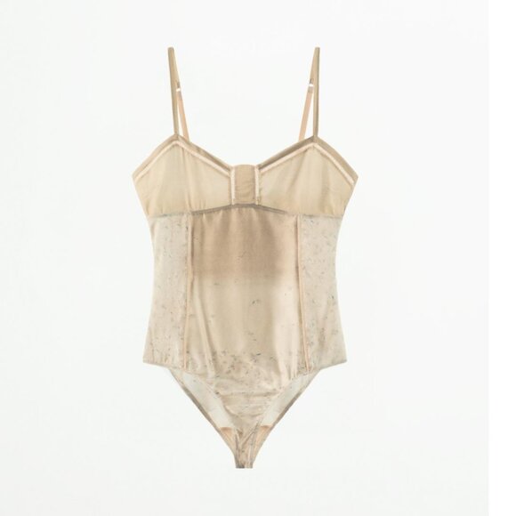 NEW Zara | Floral Print Satin Bodysuit - Picture 9 of 12